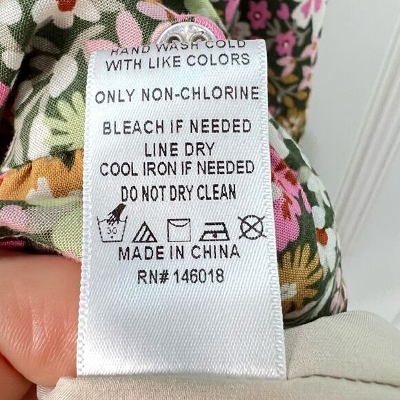 Lost + Wander Women’s Medium Getaway Island Mini Dress Shopbop Green Floral Puff - Picture 13 of 14